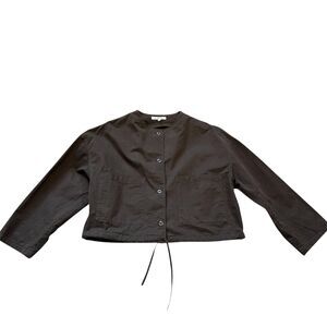 Ali Golden Cropped Drawstring Jacket in Dark Taupe Size XS/S
